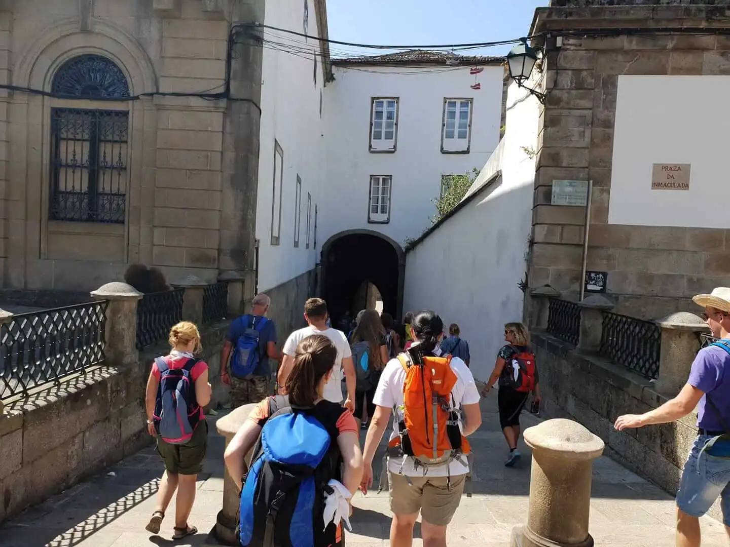 Príchod do Santiago de Compostela — Praza da Inmaculada, cieľ Camino