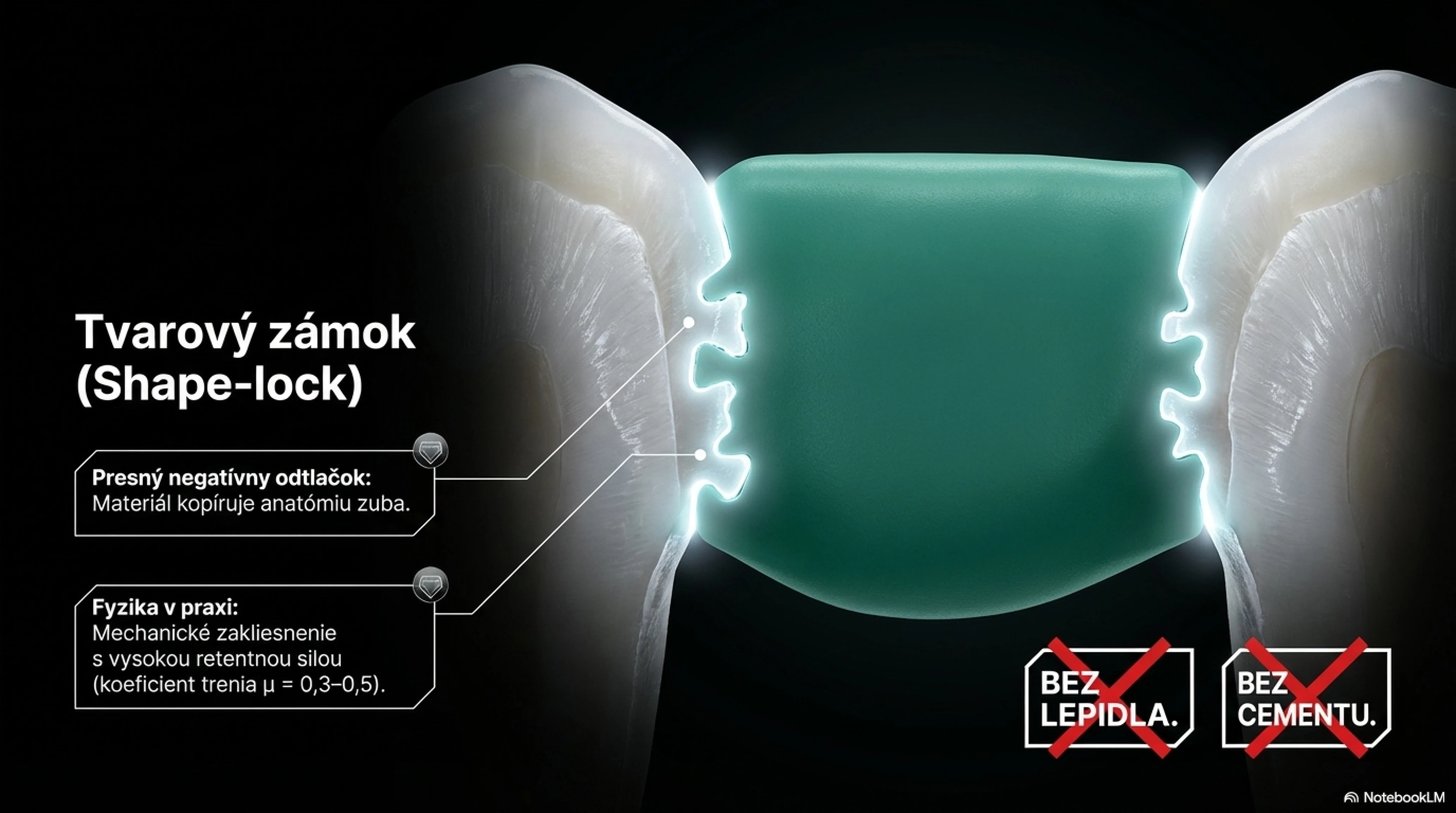 Tvarový zámok Denticor po stuhnutí